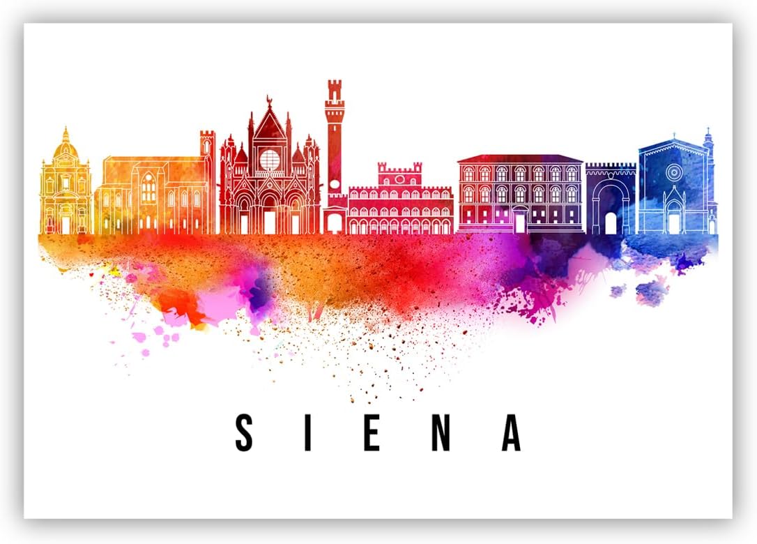 Pera Print Italy Poster, Italy-Siena Poster, Italy Illustration Skyline City Poster, Modern Skyline Poster, Cityscape and Landmark Print, Home-Office Wall Art Decoration