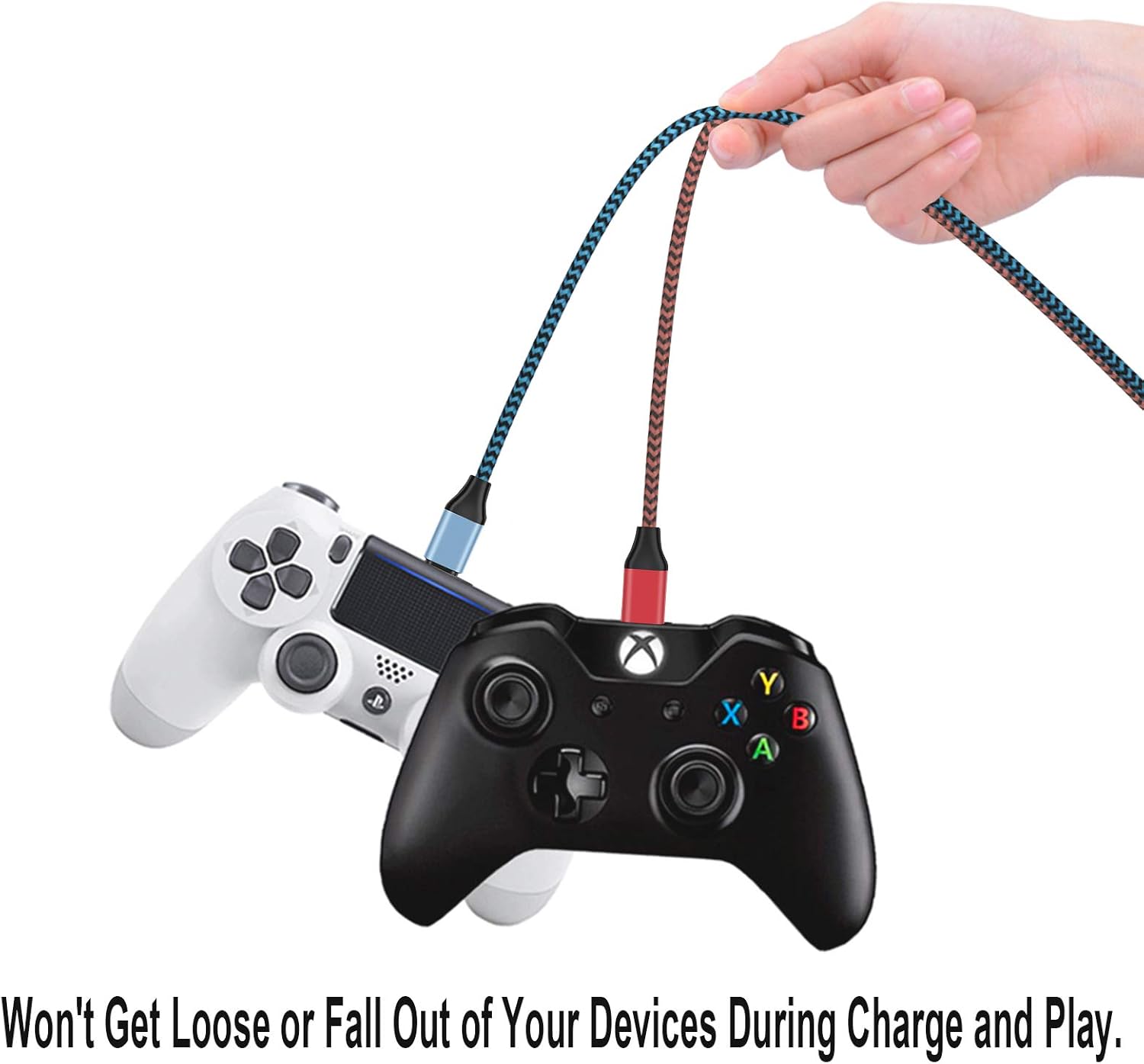 Cable 2Pack 10ft Extra for PS4 Controller Charger Durable Nylon Braided Micro USB Fast Charging Cord Compatible with PlayStation 4,Xbox One S/X Controller,Samsung Galaxy S7 S6,J7 J3 Note 5 4 and More