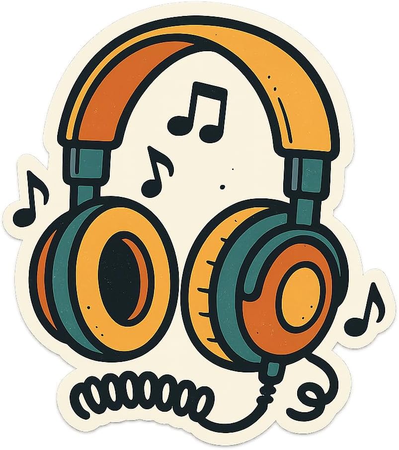 Vibrant Music Headphones Sticker – Vinyl Decal for Laptops, Water Bottles, and More (2.75" x 3")