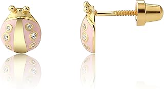 Cherished Moments Children's .925 Sterling Silver or 14k Gold Plated Pink Ladybug Screw Back
