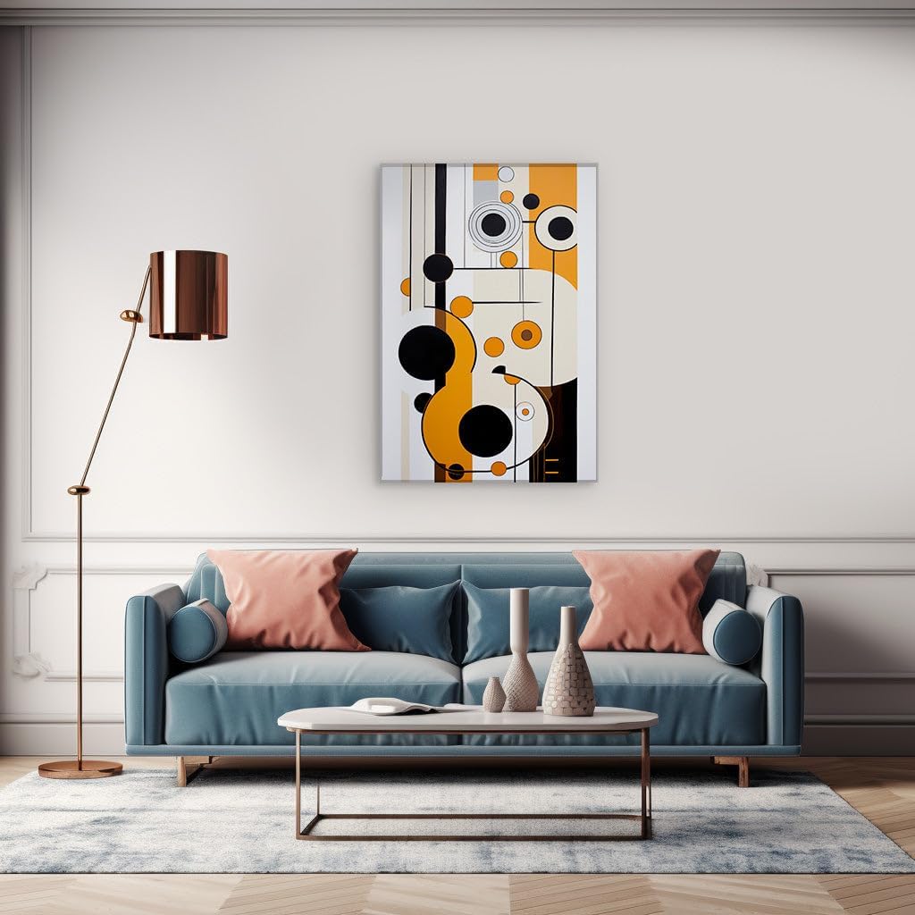 Canvas Art Decor: Modern Chic With Bold Orange, Black, and White Geometric Shapes Art Decoration, Office Art Design, Bedroom Art Styling. Size: 91x61 cm (36x24 inch)