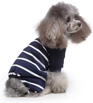 Amazon Shuumeeka犬服 パジャマ ロンパース ペット服パジャマつなぎ 春夏秋 綿製 屋部着 寝間着 抜け毛防止 小中型犬 お出掛け お散歩用 M ネイビー Shuumeeka シャツ パーカー 通販