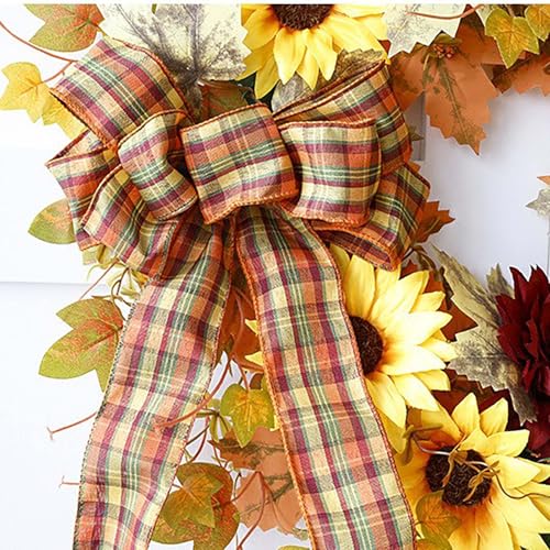 Simulated Plant Bow Tie Retro Lightweight Sunflower Wreath for Autumn Decor - image 4