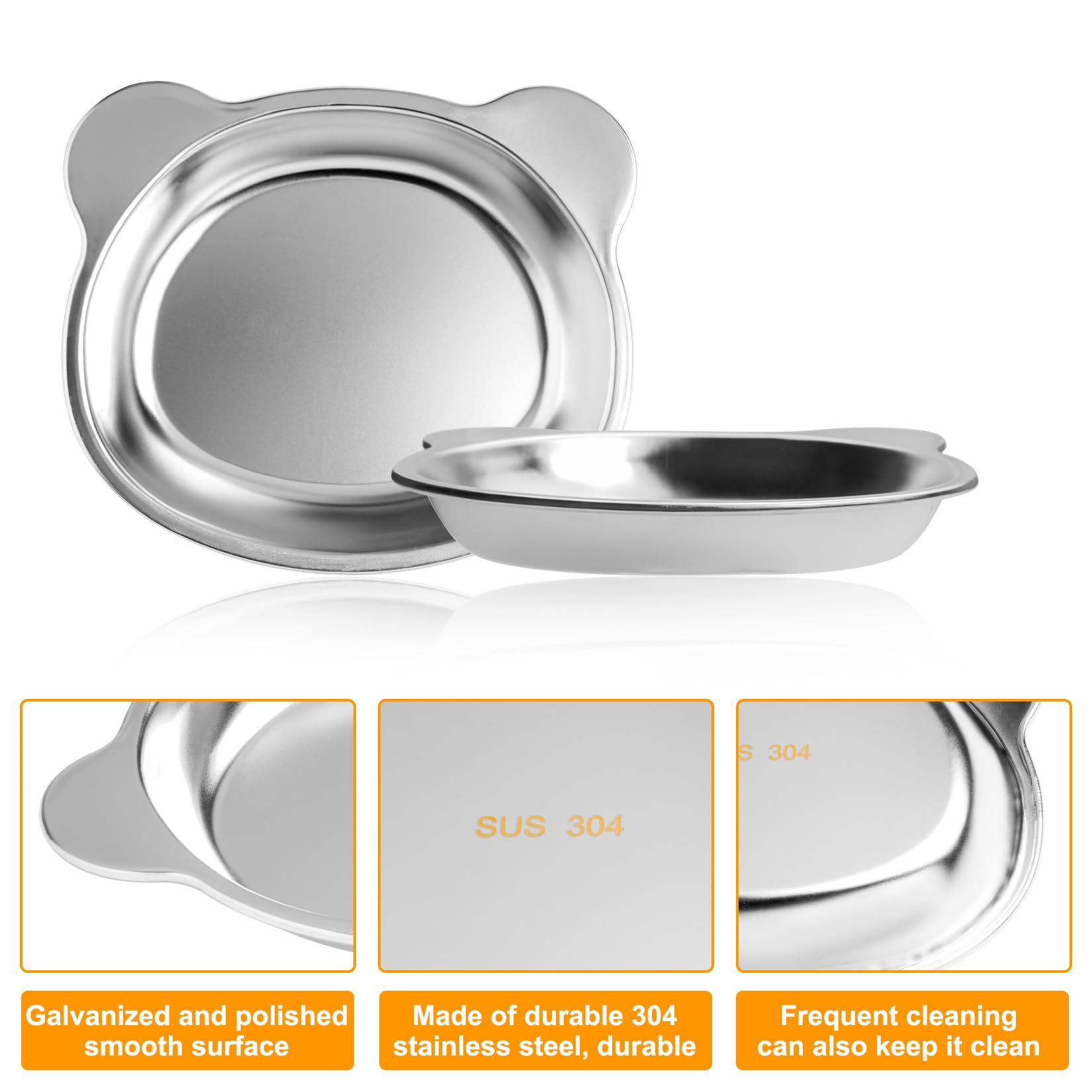 2 Pz Ciotole per Gatti in Acciaio Inox, Ciotole Piatte per Gatti, Ciotola per Bere Antiscivolo, Ciotola per Cibo per Gattis, cibo umido e secco per gattis