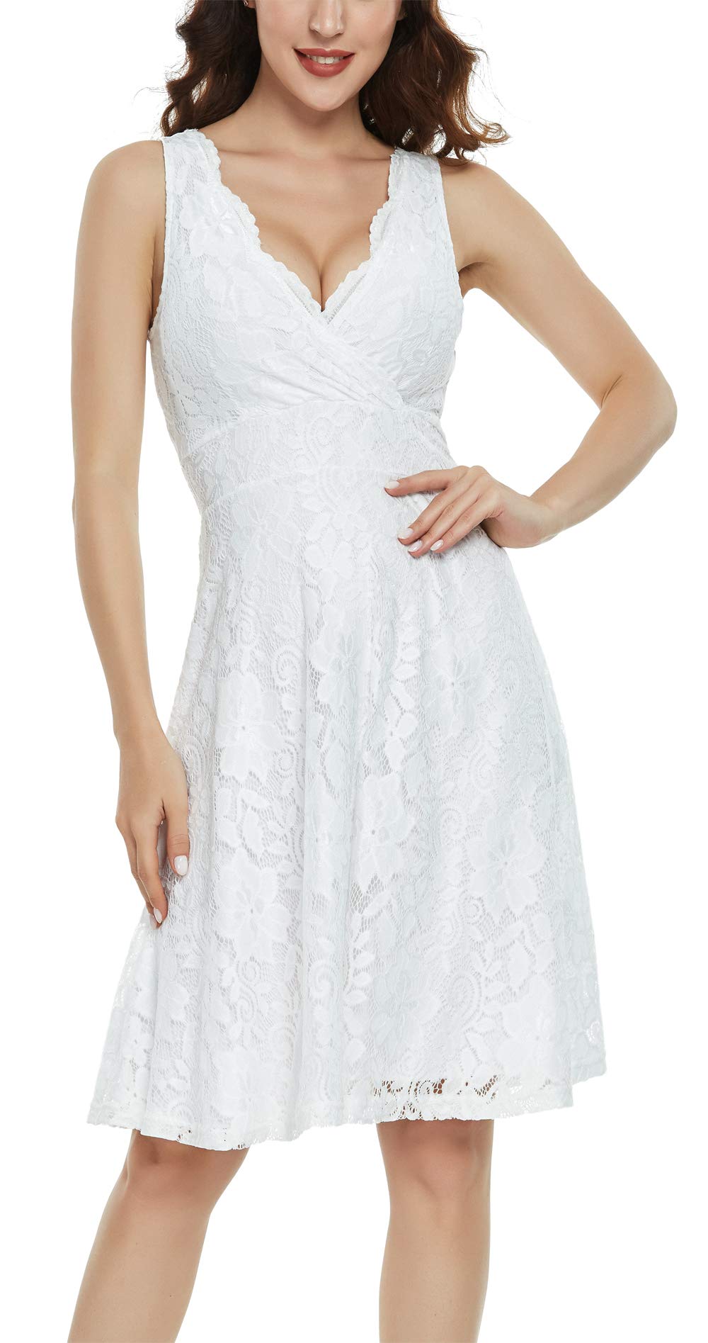 MISS MOLY Women's Floral Lace Overlay Fit and Flare Dress