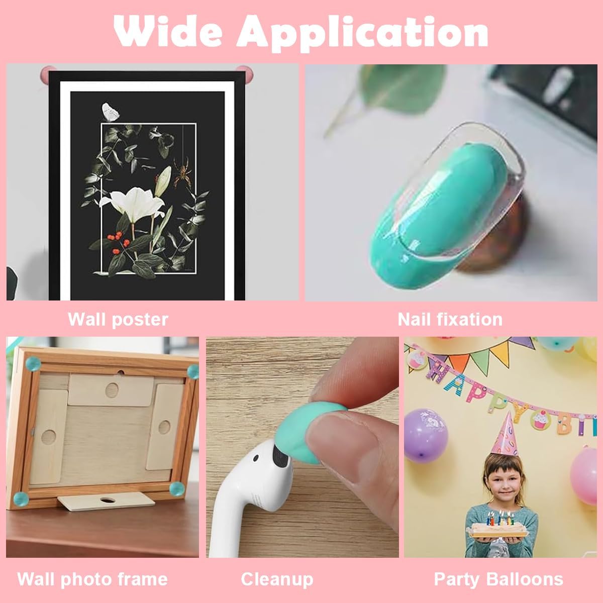 Sticky Tack 1 Color Adhesive Putty Sticky Tack for Holding Nail Extension Multi Purpose Sticky Tack Flexible Mounting Putty for Crafts Hanging Pictures, Small Objects-50Gm(80Pcs) 4