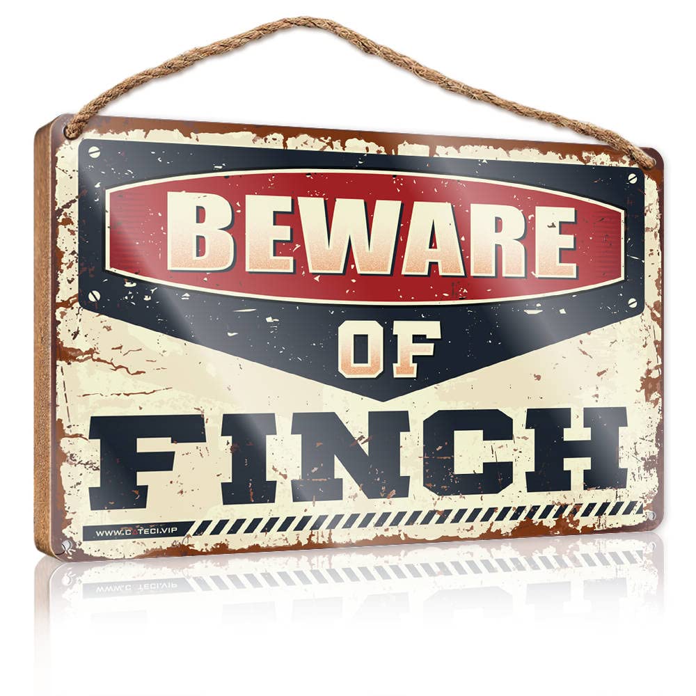 FZFN Wood Plaques For Crafts Beware Of Finch Wooden Sign Outdoor Signs And Decor Rustic Kitchen Decor And A(20X30CM)
