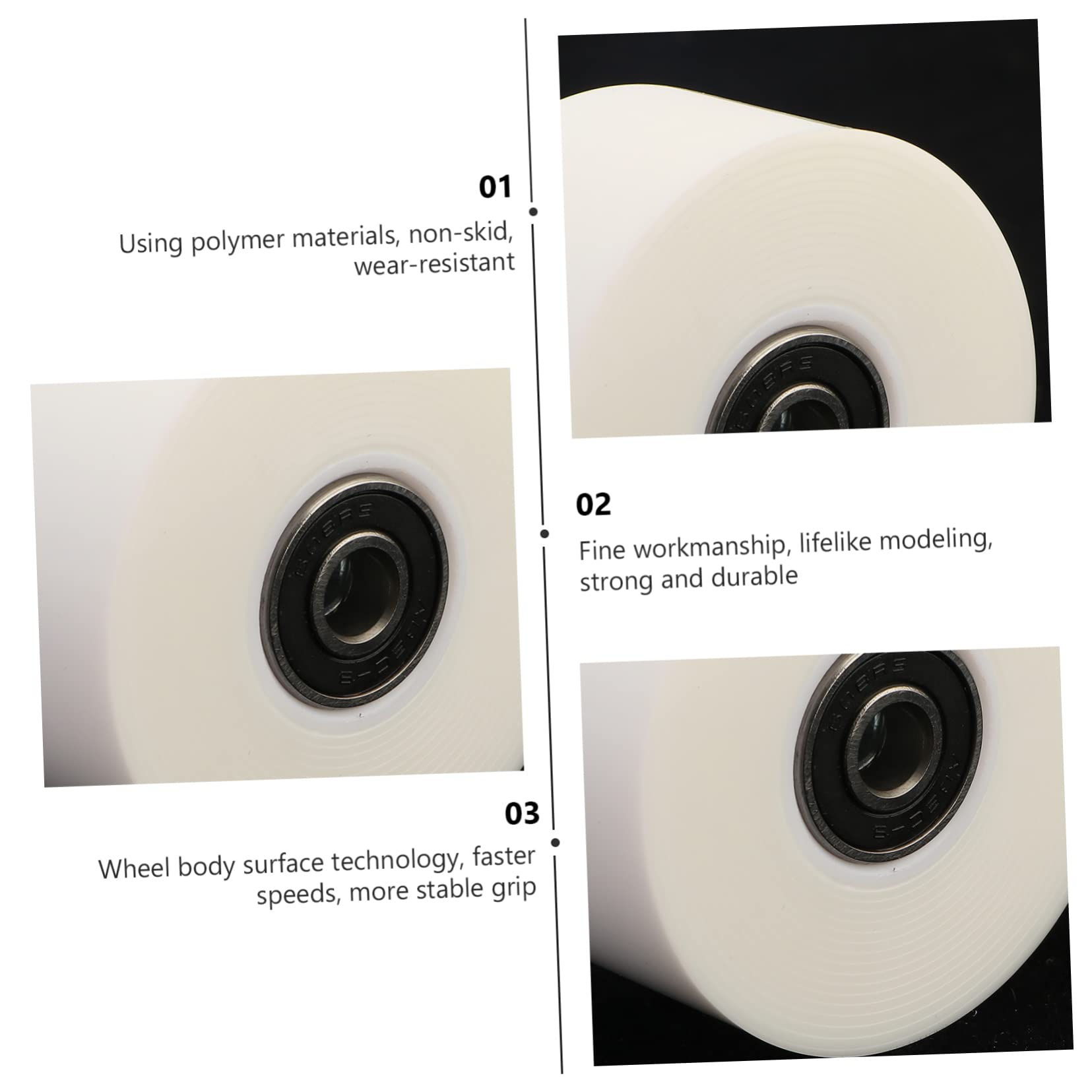 WHAMVOX Indoor Roller Skate Wheels White 4 Pack Double-row Wear-resistant Pu Wheel Accessory