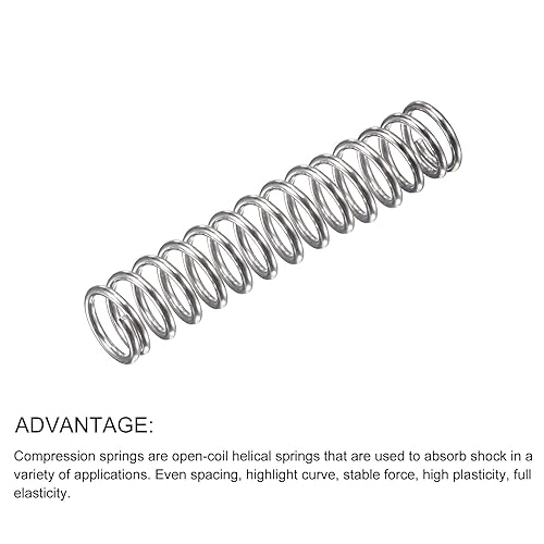 Miniatura 125 de METALLIXITY Resortes de compresión (0.031 x 0.315 in de diámetro exterior, 1.969 in de longitud libre) 20 unidades, resorte de extensión de acero