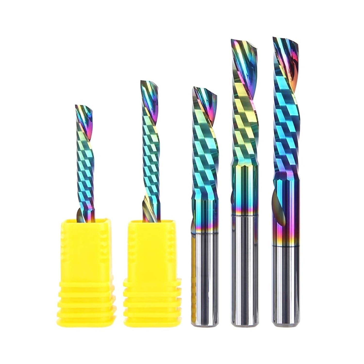 3.175/4/5/6mm Shank Single Flute Carbide Spiral End Mill DLC Coating 3D CNC Engraving Milling Cutter for Wood Acrylic Tool(H07070617)