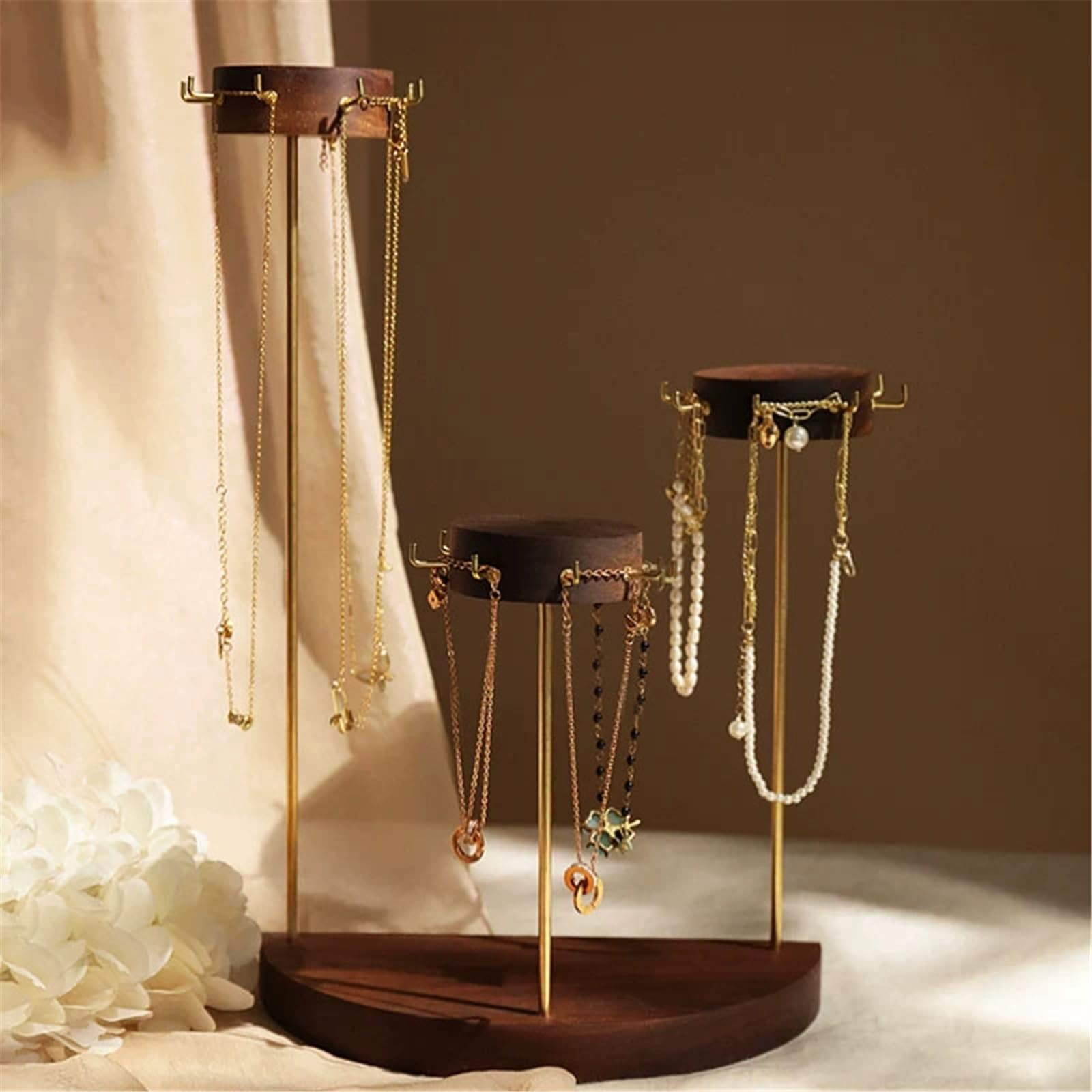 Stand di gioielli 3-Tier Staggered Wooden Metal Bracelet Display Stand