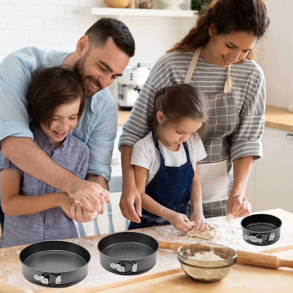 Lot de 3 moules à charnière ronds 24/26/28 cm - Avec revêtement antiadhésif - Pour moule à gâteau, moule à gâteau