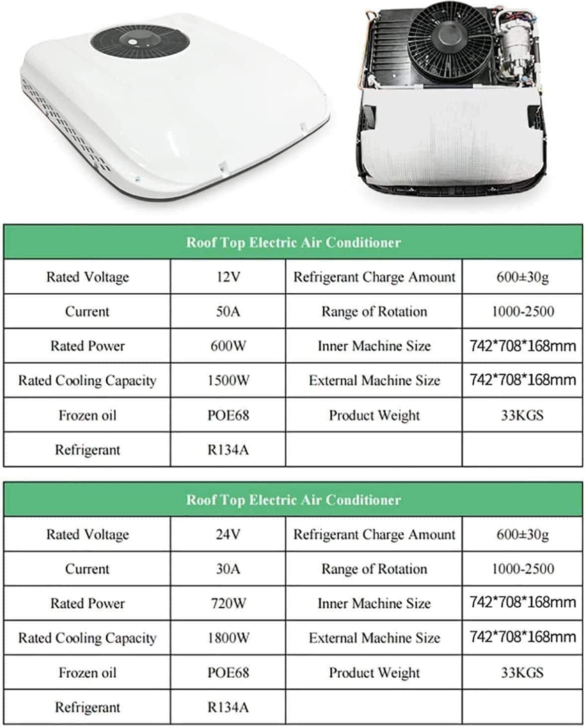 Rv Rooftop Dc Unit 12V/24V Universal Roof Air Conditioner for Truck, Cool Only, Low Noise, for Car Air Conditioner for Motorhome,12V