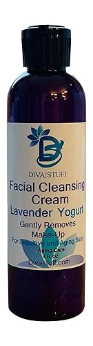Crema limpiadora facial de yogur de lavanda para pieles sensibles/envejecidas, elimina suavemente el maquillaje, 4oz