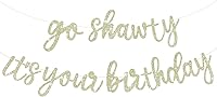 Vista 36 de BEISHIDA Pancarta "Gold Go Shawty It's Your Birthday" – 11.4 pies, NO DIY, pancarta de feliz cumpleaños con temática de hip hop con purpurina