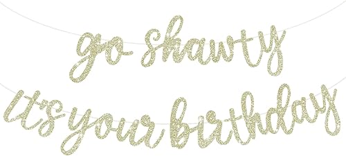 Miniatura 191 de BEISHIDA Cartel Purple Go Shawty It's Your Birthday - No DIY - Cartel de feliz cumpleaños con purpurina con temática de hip hop, pre-encordado