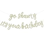 BEISHIDA Light Gold Go Shawty It\'s Your Birthday Banner - NO DIY - Hip Hop Theme Glitter Happy Birthday Banner - Pre-Strung - Black Rap Theme Happy Birthday Sign for Man Women birthday Party Supply