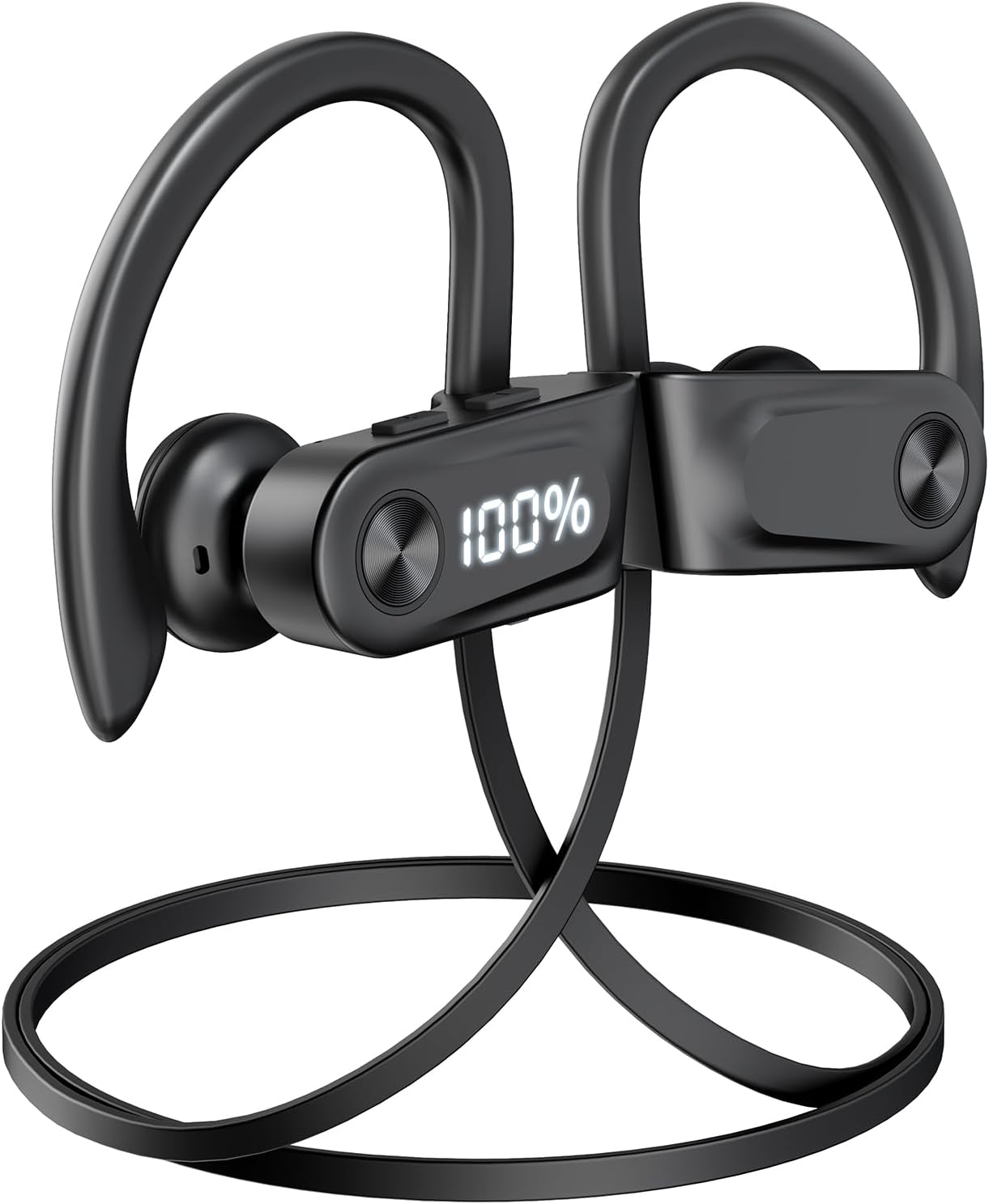 Product image of Bluetooth Headphones Wireless Earbuds with Spatial Audio Deep Bass Stereo Sound Isolation Bluetooth 5.4 IPX7 Waterproof Headphones with Digital Display Running Earphones for Sports, Gym, Workout