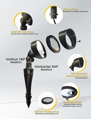Miniatura 3 de COLOER Luz de inundación de latón fundido a presión para exteriores, iluminación de lavado de pared de bajo voltaje de 9 a 17 voltios, lámpara LED