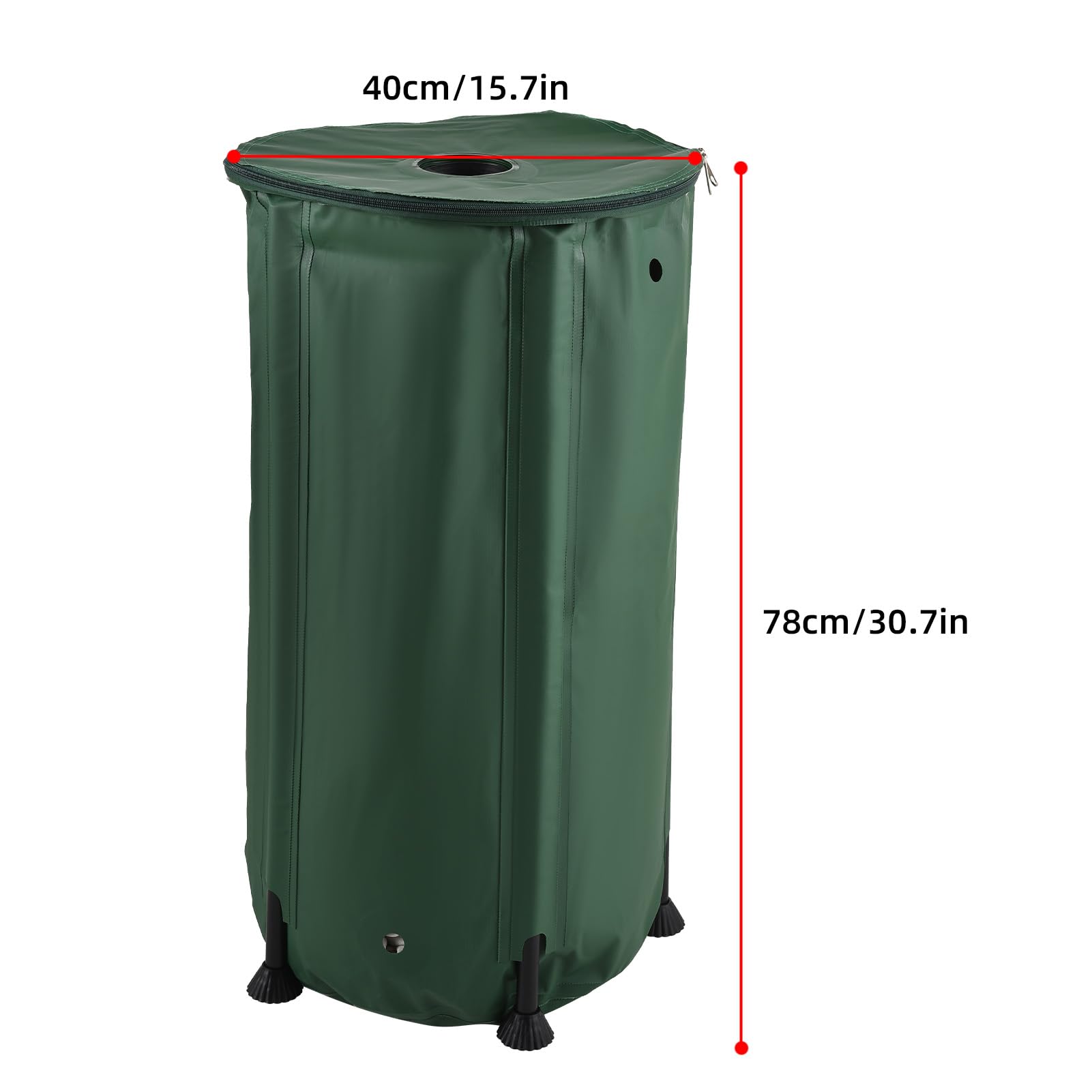 Lixada Barril de recolección de Agua de Lluvia portátil con Filtro de bajante y válvula de desbordamiento - Kit de Barril de Lluvia de 100 l con Lona de PVC 500D