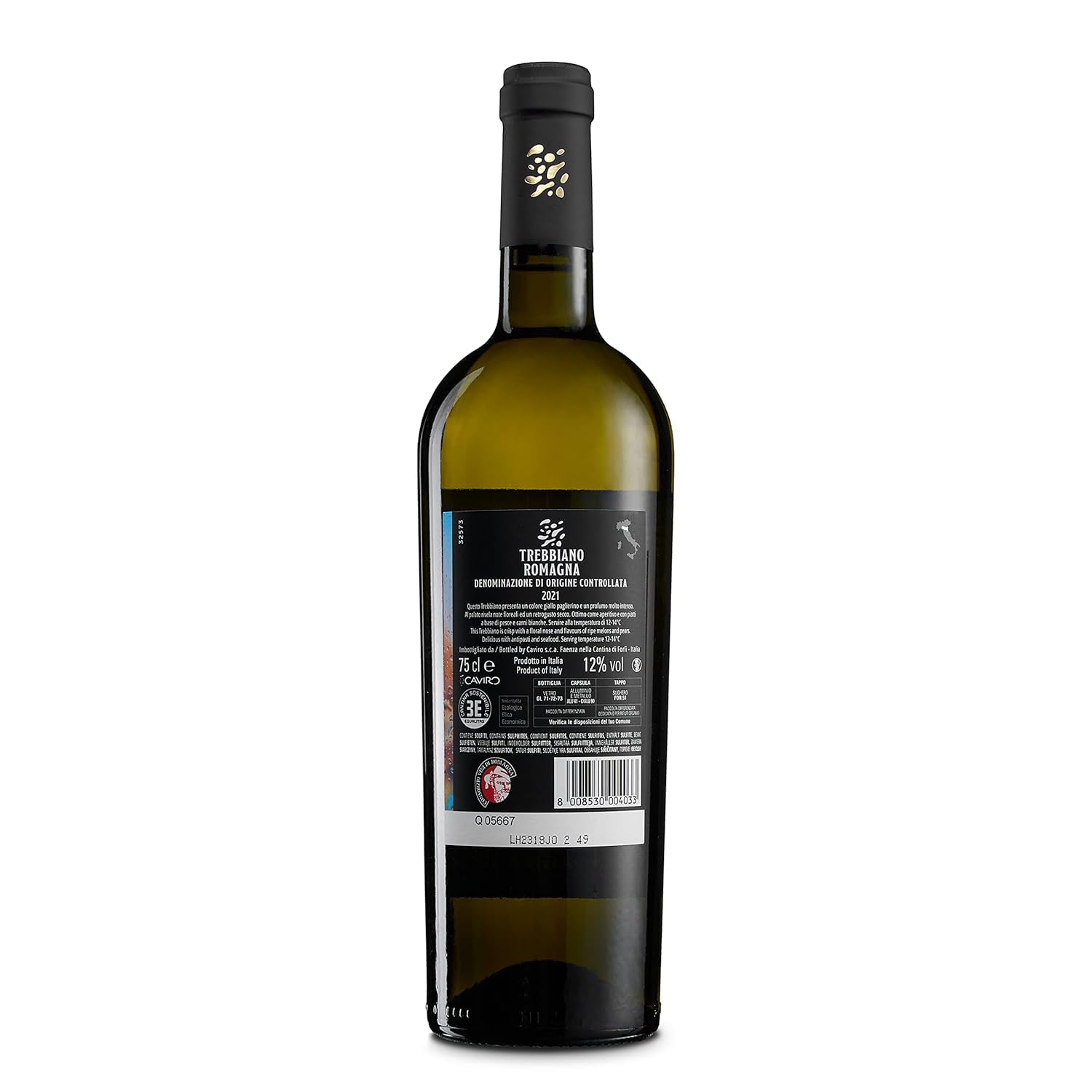 Brumale Vino Trebbiano di Romagna DOC, Vino Fresco e Minerale dai Profumi Fruttati e Floreali, 12% Vol, Confezione con 6 Bottiglie da 750 ml