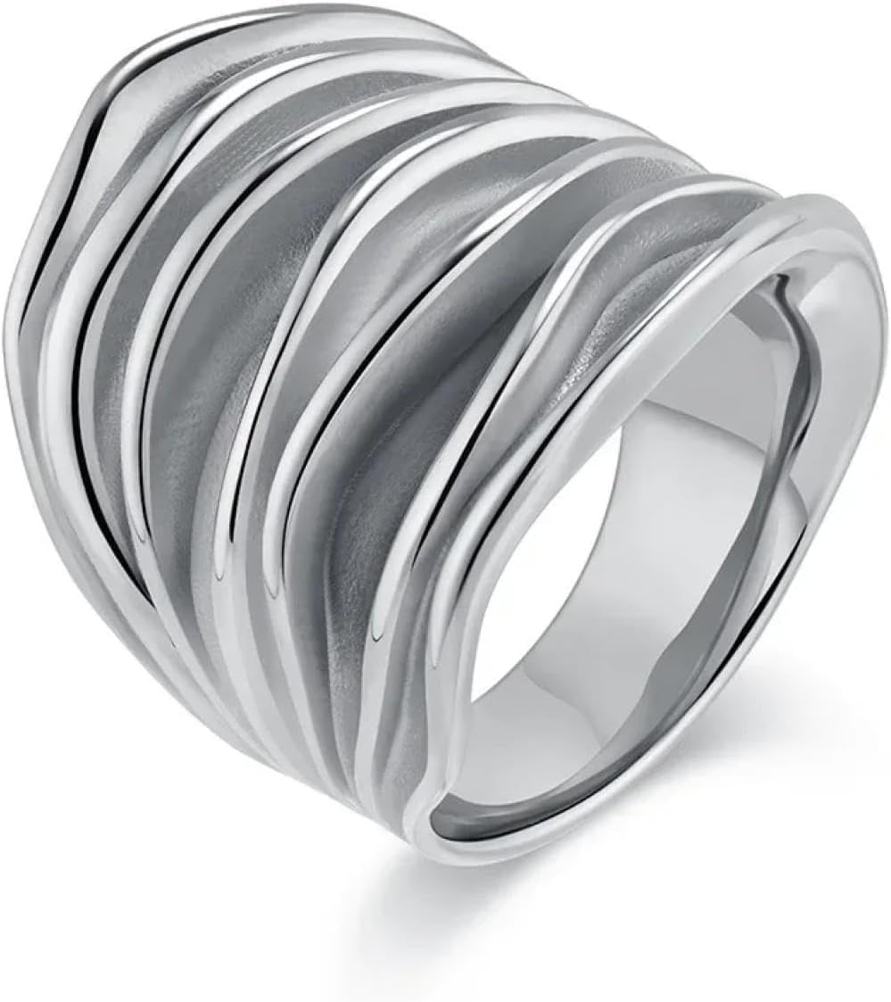 Ringe Ring Schmuck Frauen Männer Unregelmäßig Gewebter Wickelring Wasserdichter Silberfarbener Ring Für Frauen, Silver, 10 UK