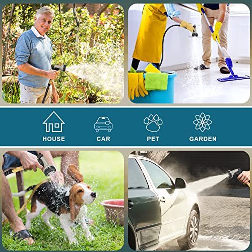 Garden Hose, Water Hose 100 feet with 10 Function Spray Nozzle, Extra Strength 3750D, Leakproof, Durable 4-Layers Latex Flexible Hose with 3/4\" Solid Brass Fittings