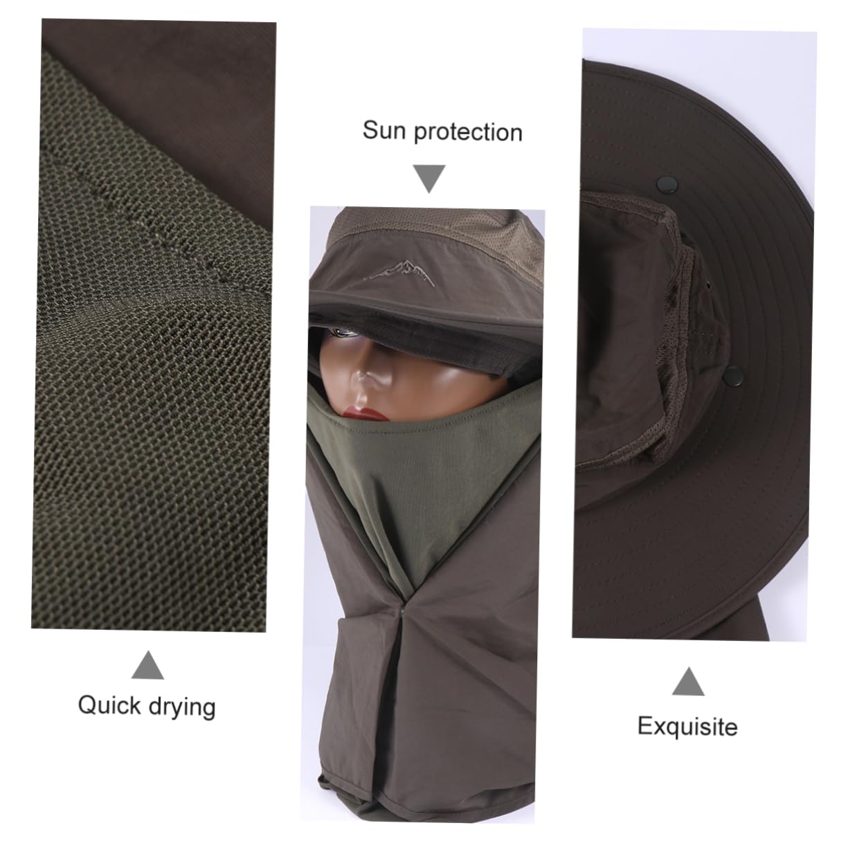 Cappello da Pescatore Anti-uv Verde in Nailon per Pesca e Trekking