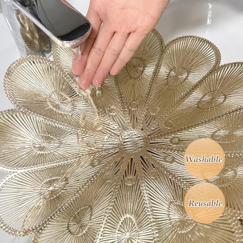 Set de table PVC napperon doré lavable pour protéger table à manger - 4