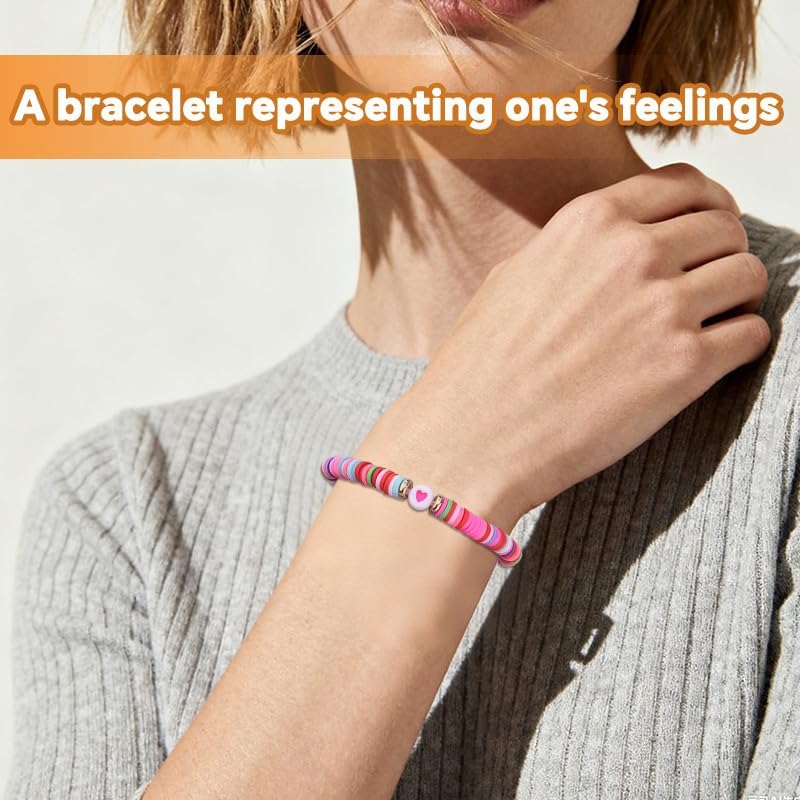 Cute Mother Daughter Bracelet Gifts for Mom Mommy Birthday Christmas Gifts from Daughters Colorful Mom and Me Clay Stackable Bracelets Mommy Daughter I Love You Gift from Mother 2 PCS - Image 4