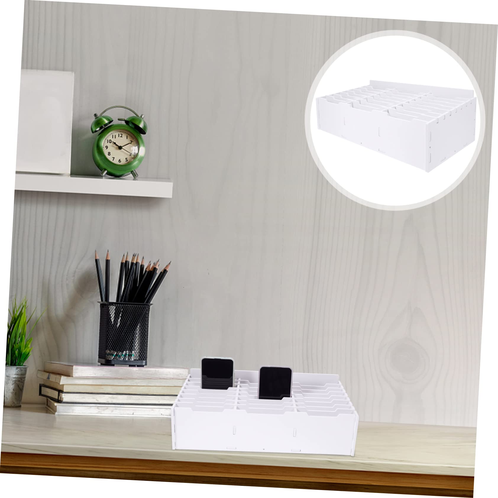 POPETPOP Caja de Almacenamiento Múltiples Compartimentos para Teléfonos Móviles Organizador de Escritorio para Aulas y Oficinas Estuche Dividido Resistente y Duradero para y Exhibición de