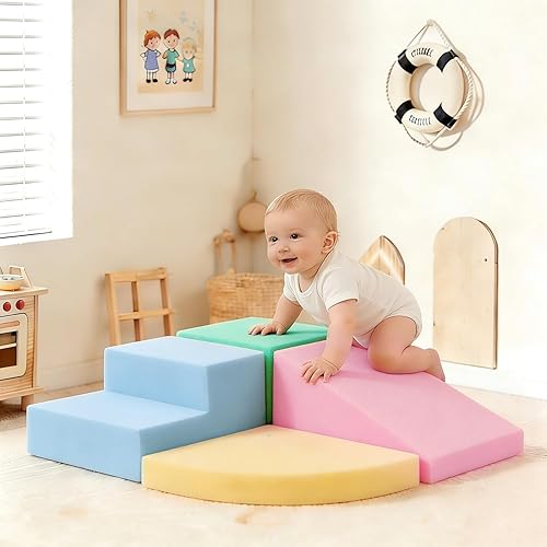 DTRK Juguetes de escalada para niños pequeños de 1 a 3 años, 4 piezas, suave gimnasio de juego para niños, escalador de esquina de espuma para