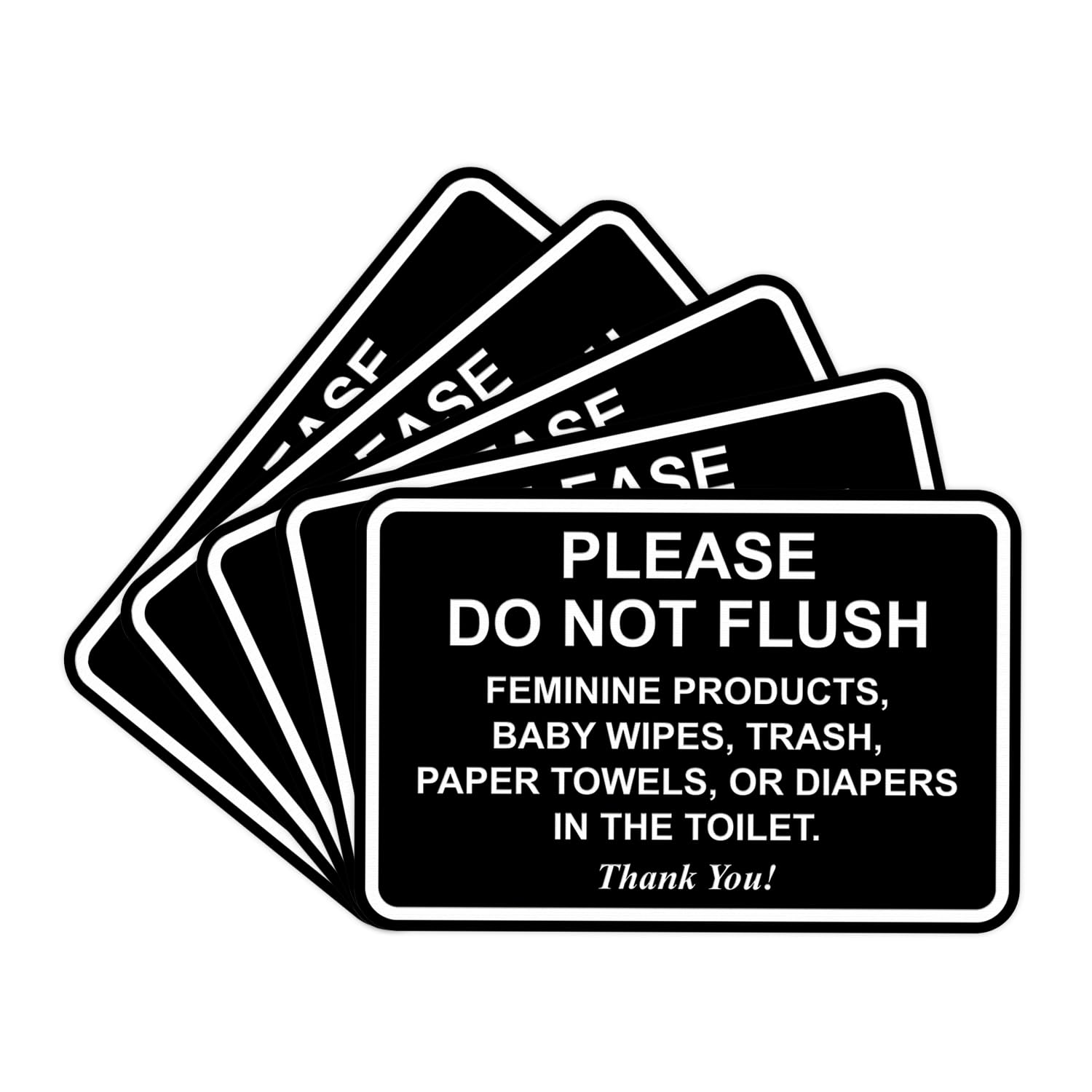 All Quality Classic Framed Please Do Not Flush Thank You Bathroom Etiquette Sign - 4" x 6" (Black-White) 5 Pack