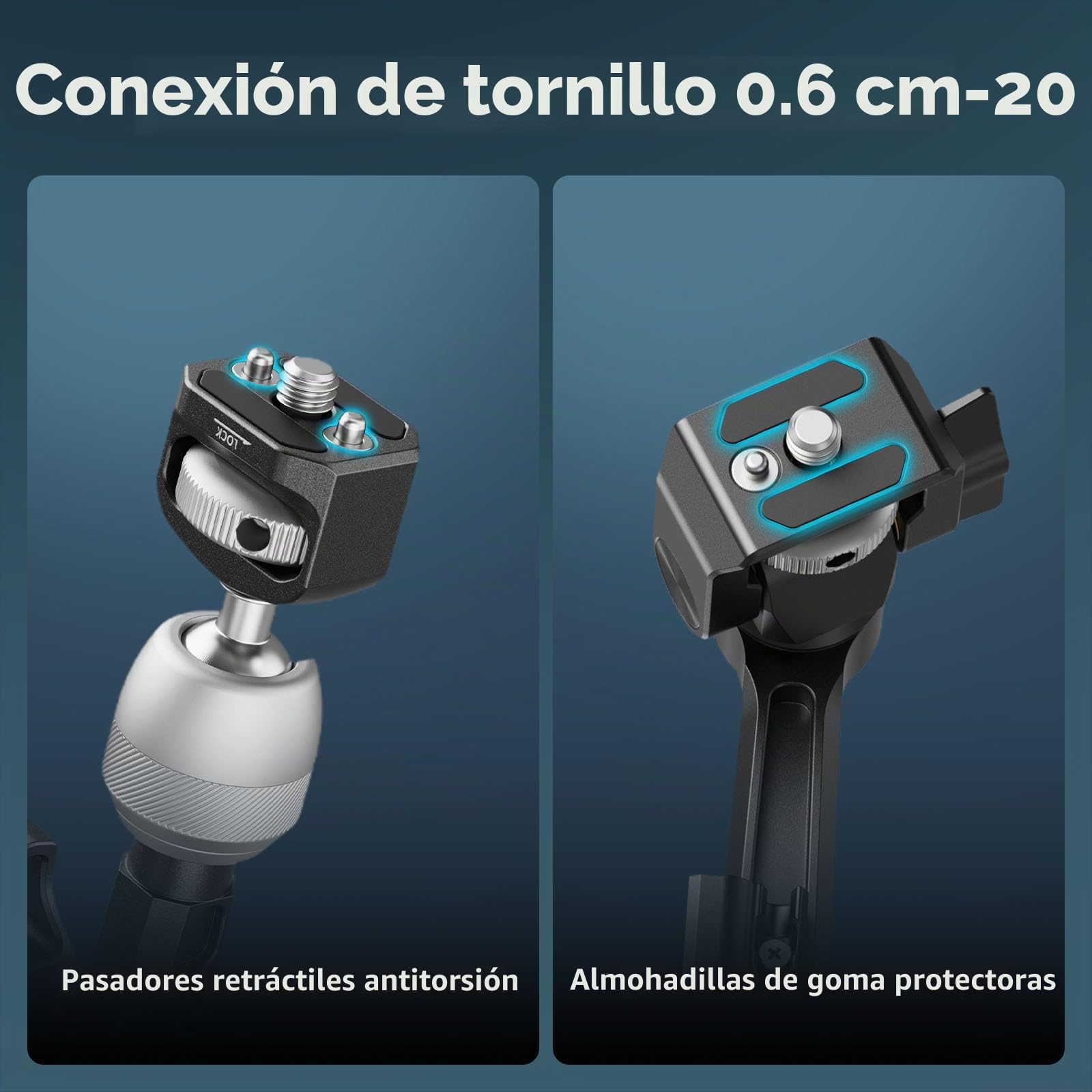 SMALLRIG Brazo Mágico con Cabeza Esférica 360° y Amortiguación - Soporte para Monitor en Hombro/Trípode, Organizador de Cables, Carga 2kg (4.4lb), Largo 145mm (5.7") - 5141