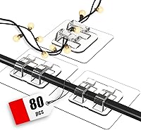 Vista 12 de Ganchos para tira de luces al aire libre, paquete de 25 clips de cable resistentes, clips de cable sin daños, impermeables y resistentes a los rayos