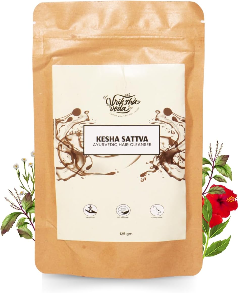 Kesha Sattva Herbal Hair Cleanser Powder 125g | Ayurvedic Shampoo with Bhringraj, Reetha, Shikakai & Neem | Chemical-Free Hair Wash for Hair Growth, Dandruff Control & Scalp Care | For Men & Women