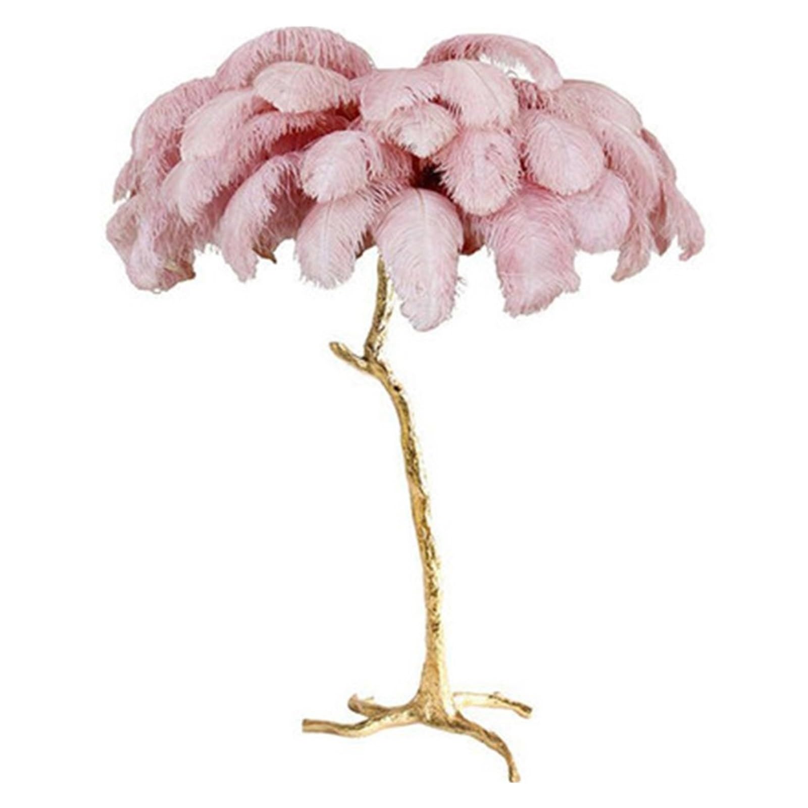 SMTYXS Nordic Design Ostrich Feather Floor Lamp Atmosphere Modern Indoor Lighting for Living/Model Room Decor Salon Bedroom Kitchen Elegant Luxurious(Dia110 h200cm Resin,Pink B)