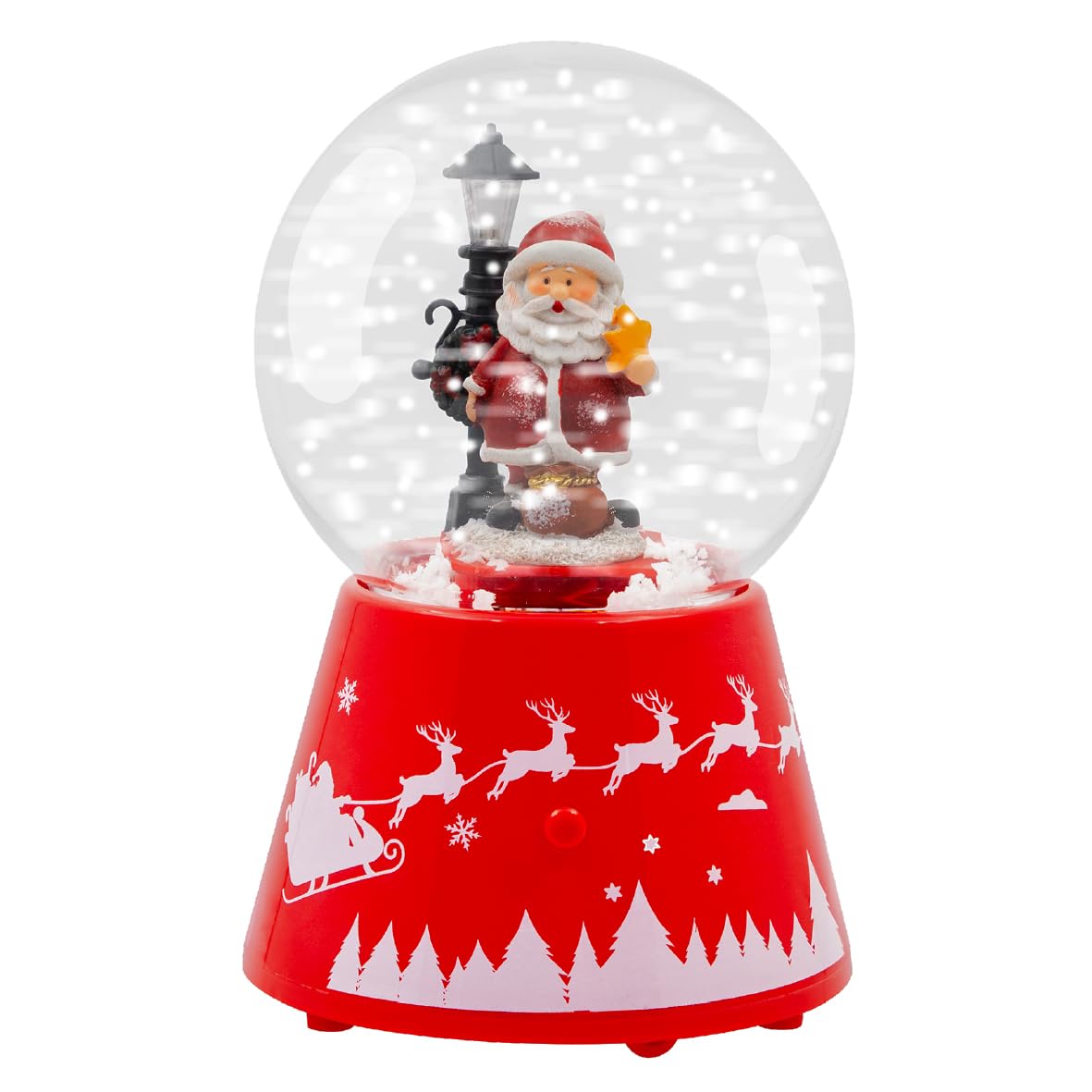 Christmas Snow Globe Santa Musical Led Light Battery Operated Xmas Ornament from B&Q