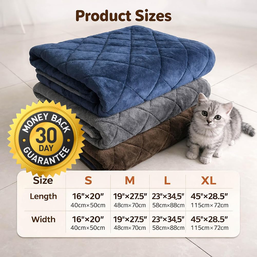 Manta térmica para perros, tapete reflectante térmico autocalentable para perros y gatos, almohadilla reflectante de calor de 5 capas para mascotas, tapete no eléctrico, 22.8 x 34.6 pulgadas, marrón