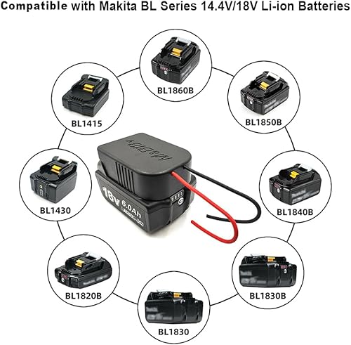 Miniatura 5 de Adaptador de ruedas eléctricas para BoschMakita 18V 14.4V Adaptador de conector de alimentación de batería Soporte de muelle con 12 cables awg DIY