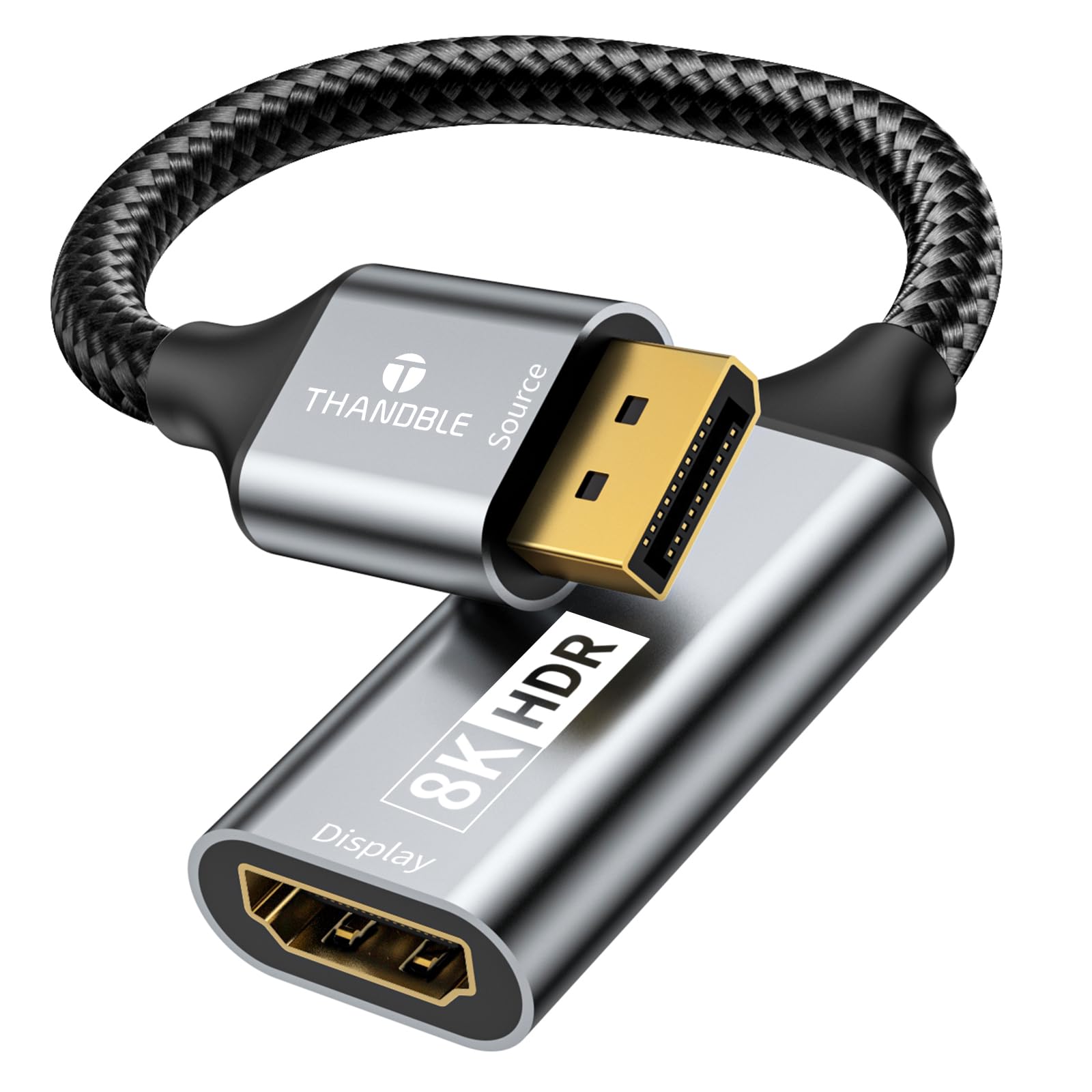 THANDBLE Active DisplayPort to HDMI Adapter (8K 60Hz), Uni-Directional DP 1.4 to HDMI 2.1 Adapter, Male to Female Support HDR for Monitor, Graphics