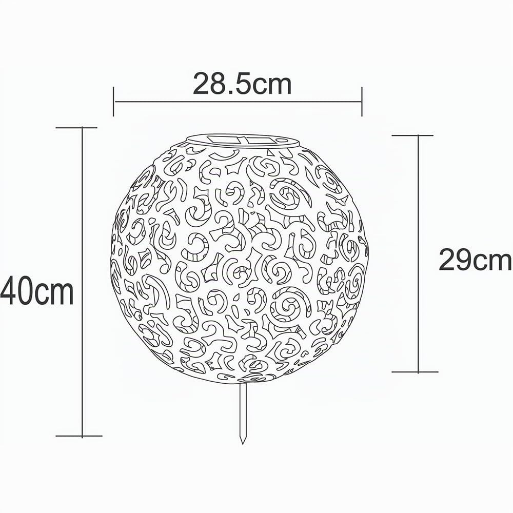 etc-shop Solarkugel für Außen Garten Deko Solarlampe orientalische Kugel Kugelsolarleuchten für Außen, Metall silber antik, LED 0,06W warmweiß, DxH 28,5x40 cm