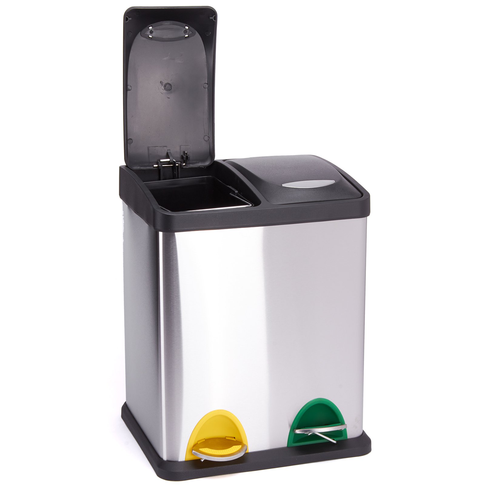 MSV MS265 - Papelera de inox clasificadora, 2 compartimentos, 31x26,5x39,5cm