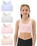 Girls Soft Training Bras 7-12 Seamless First Bra Girls Sports Bras Longline Crop - No Pads, Chest Double Lined