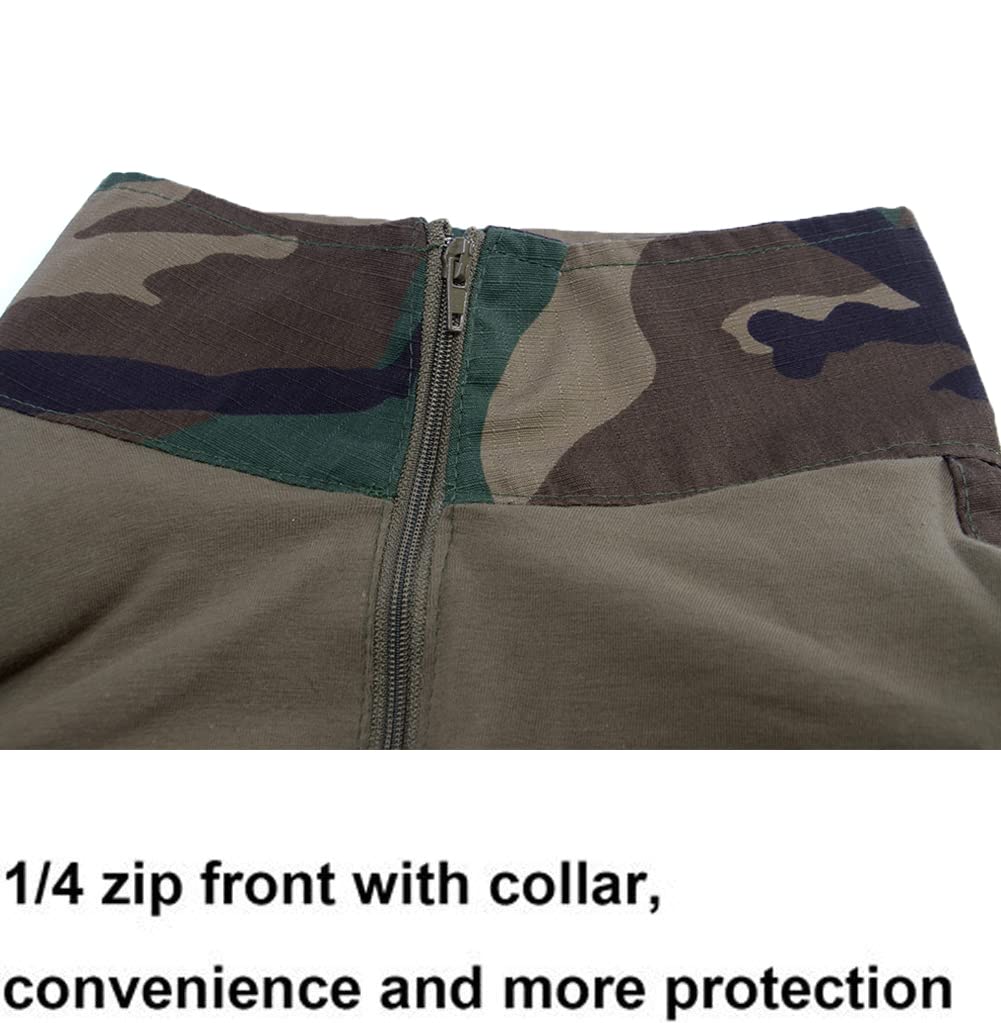 LANBAOSI Chemise de Combat Militaire Homme Airsoft Shirt Tenue Camouflage Uniforme Tactique Séchage Rapide à Manches imperméables Vert x-Large