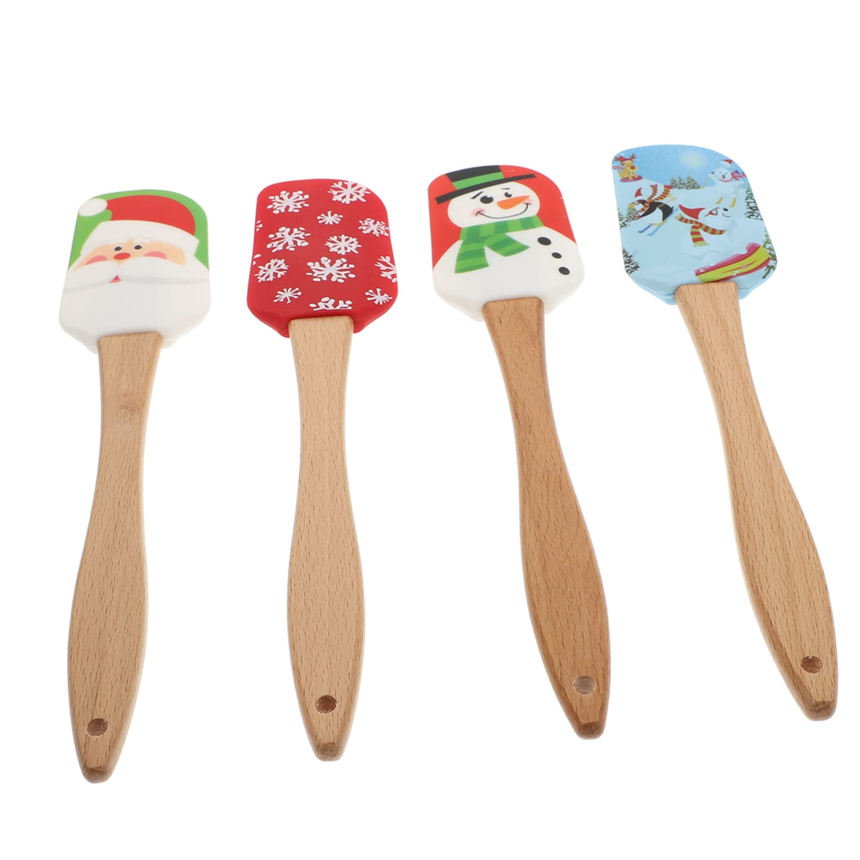 4pezzi Raschietti in Silicone per Dolci da Utensili Cucina Natalizi per Mescolare e Raschiare Impugnatura Ergonomica per Uso Domestico e Picnic