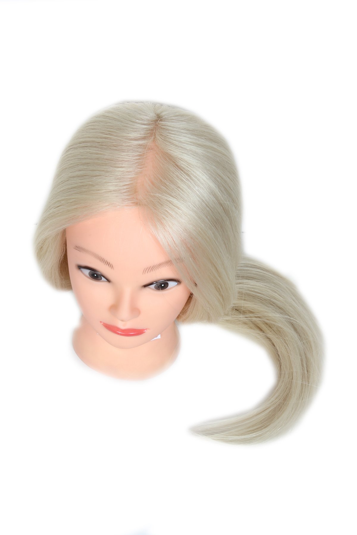 Ritzkart 28 Inch Synthetic Long Off White Hair Mannequin for Practice/Cutting/Styling - Natural Human Soft Feel with Free Small Dummy Stand adds convenience by allowing you to work on hairstyles with stability and ease. 4