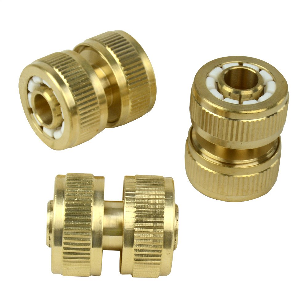 3Pcs Outdoor Garden 1/2" Brass Hose Repair Connector