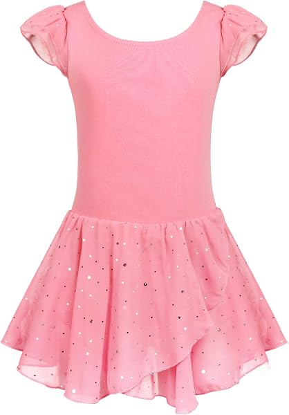 Trudge Vestito da Balletto in Cotone a Maniche Corte per Ragazze e Bambini con Gonna Tutu per Ballo - 4