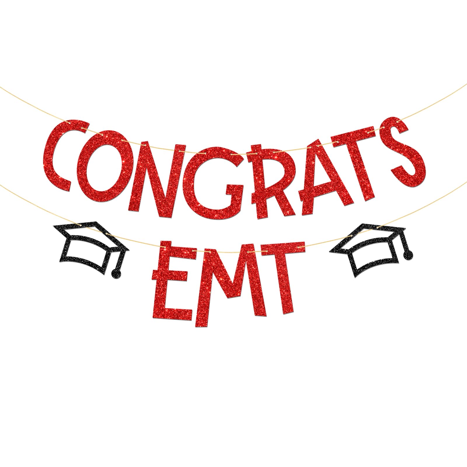 Congrats EMT Banner, Red Glitter, Congrats Nurse Bunting Banner, RN Grad, Nursing School Survivor, Nursing School Graduation Party Decoration Supplies
